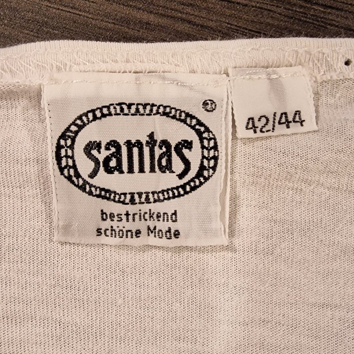 "Santas" True Vintage Picasso-Design Oversized Shirt Weiß Glitzer M/L 90er