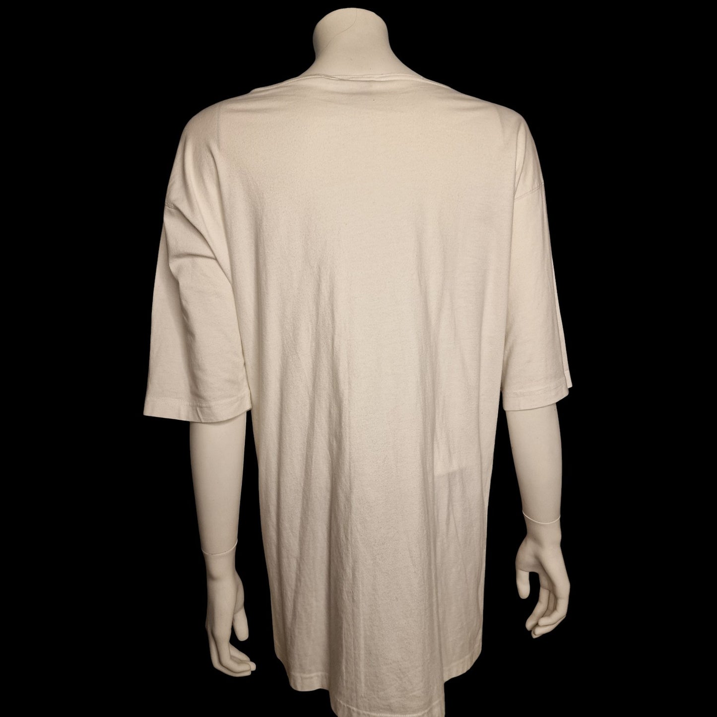 "Santas" True Vintage Picasso-Design Oversized Shirt Weiß Glitzer M/L 90er