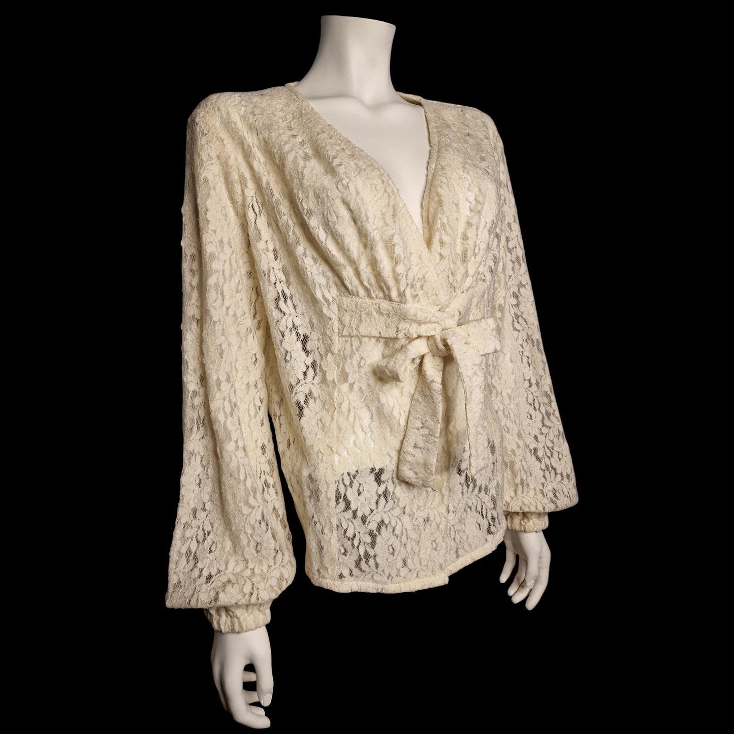 Romantische Vintage Spitzen-Bluse Wickeloptik mit Bindegürtel "Baron Antonella"