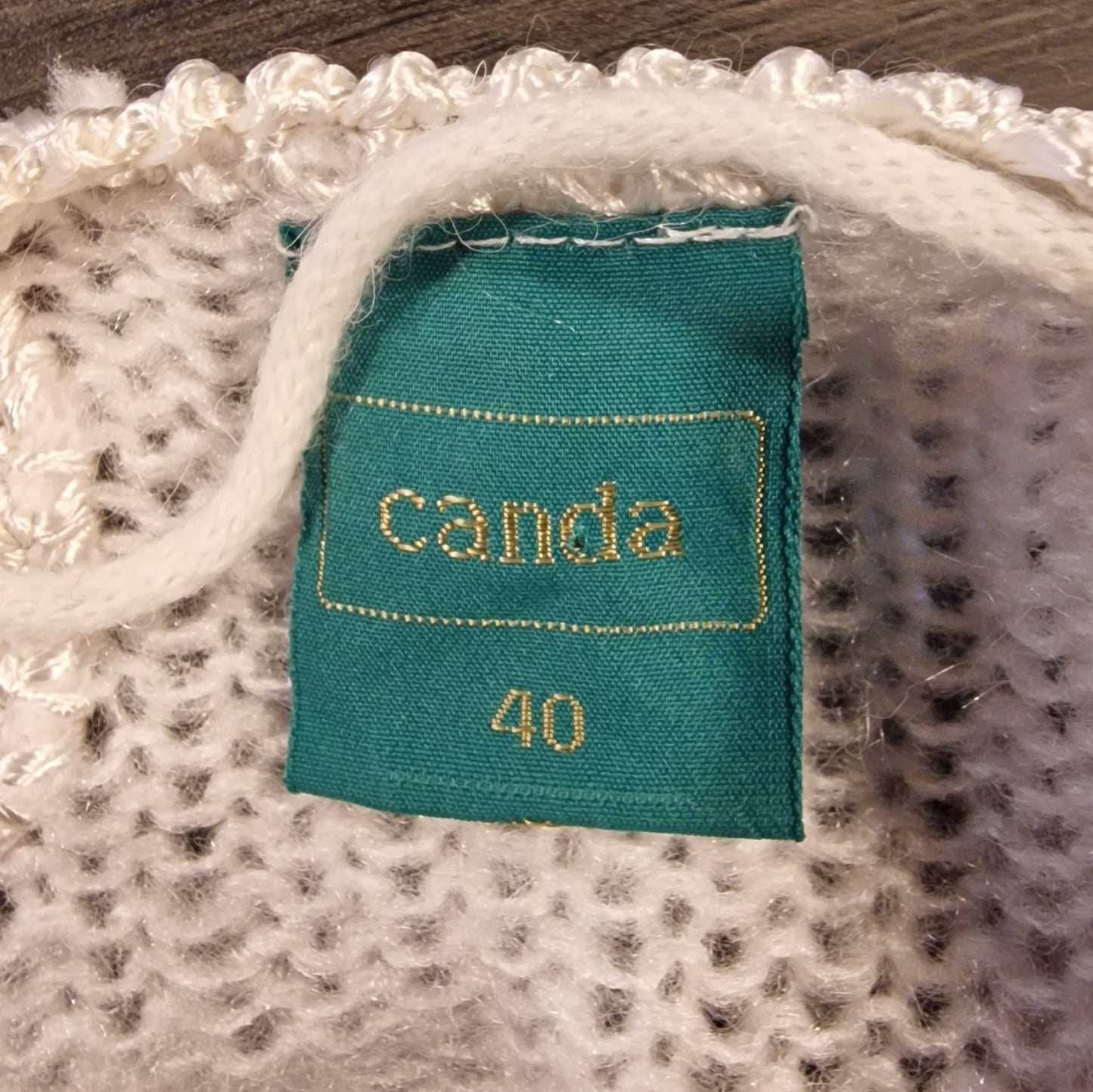 Charmanter 90er Strickpullover Beige Perlenstickerei Blumenmotiv "Canda" M