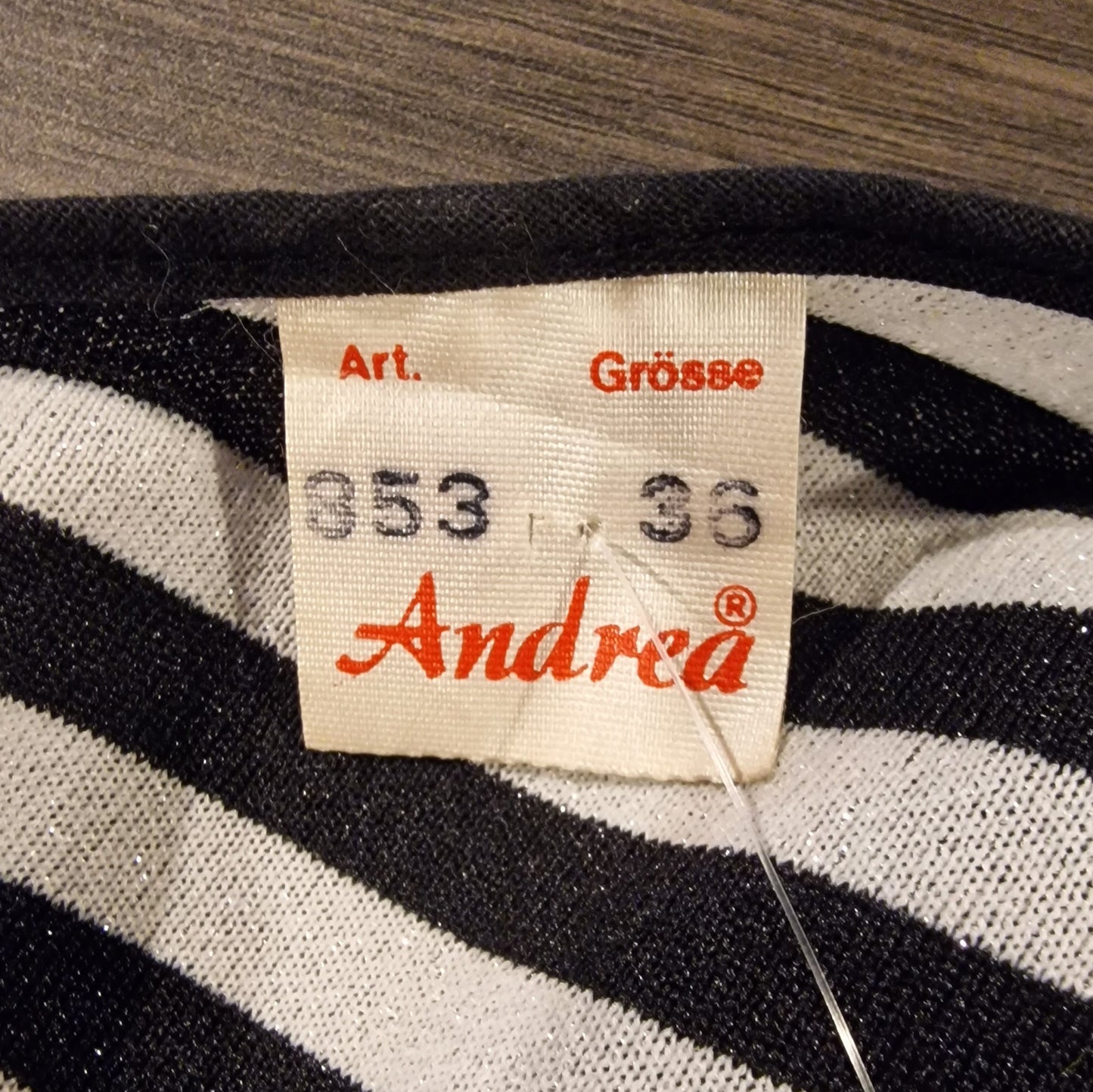 Kultige New Wave 80er Lurex Tunika "Andra" Gr. M in schwarz-silber Flügelärmel