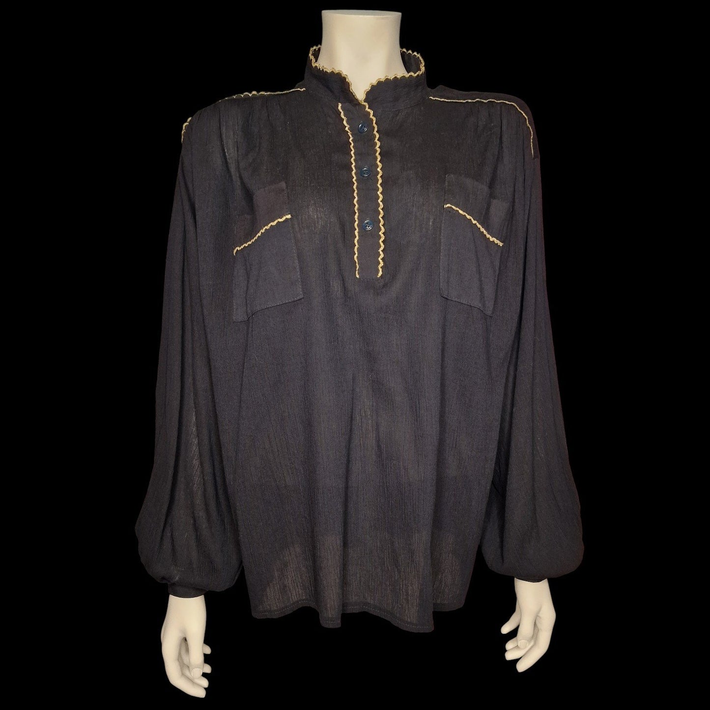 Vintage Bluse mit Goldborte L/XL 80er barock