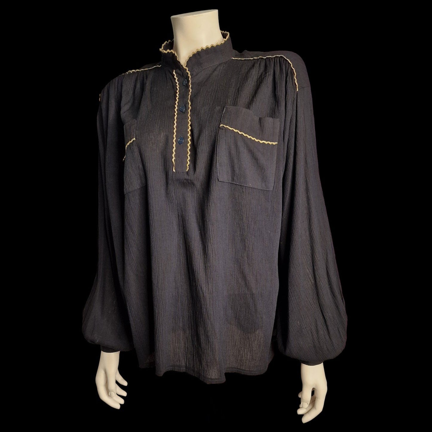 Vintage Bluse mit Goldborte L/XL 80er barock