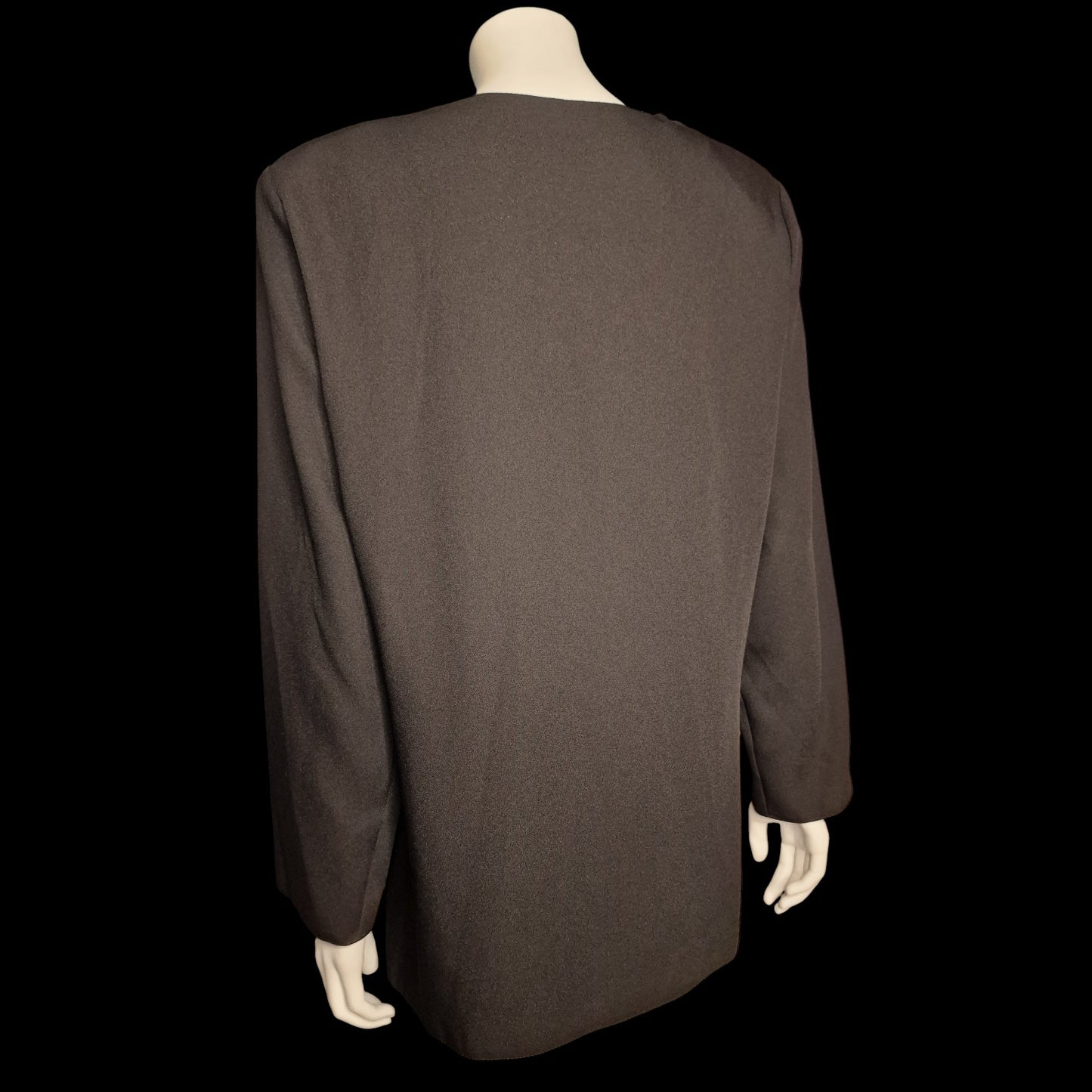 Vintage Blazer-Tunika mit Stickerei und Zierknöpfen 80s/90s in schwarz L