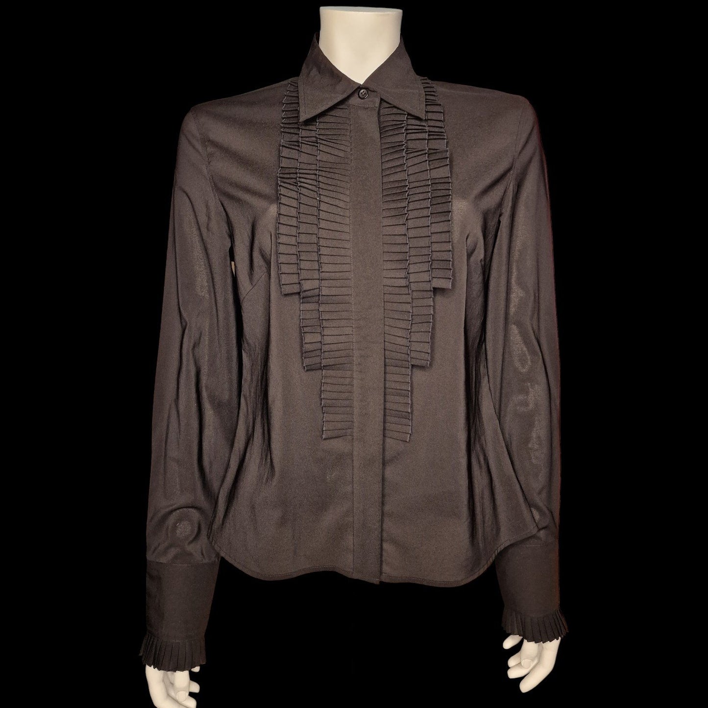 Dandy Damen Rüschenbluse Vintage Bluse mit Plissee-Rüschen S7M