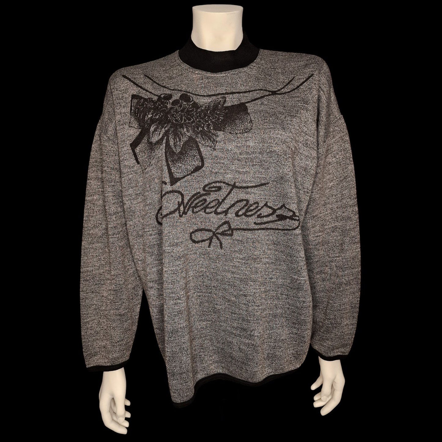 Vintage Oversized Pullover Sweatshirt – „Sweetness“ Design mit Floral-Print 90er M