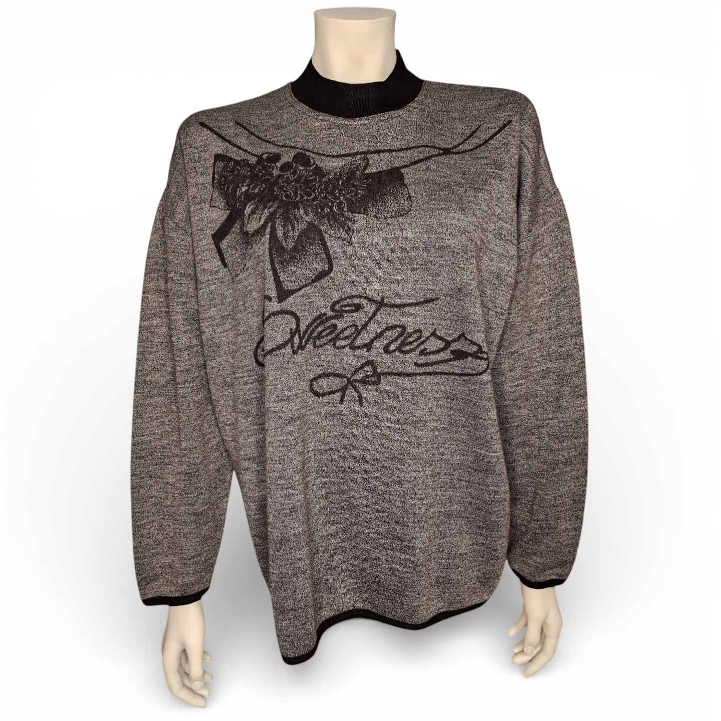 Vintage Oversized Pullover Sweatshirt – „Sweetness“ Design mit Floral-Print 90er M