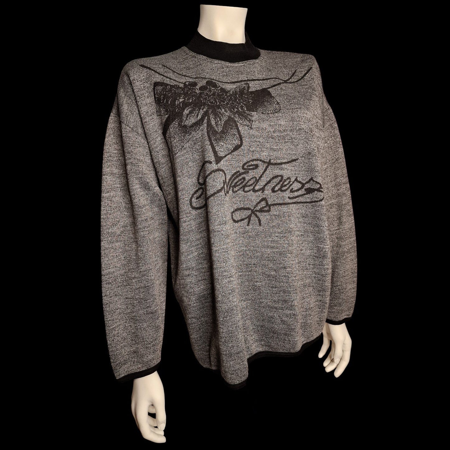 Vintage Oversized Pullover Sweatshirt – „Sweetness“ Design mit Floral-Print 90er M