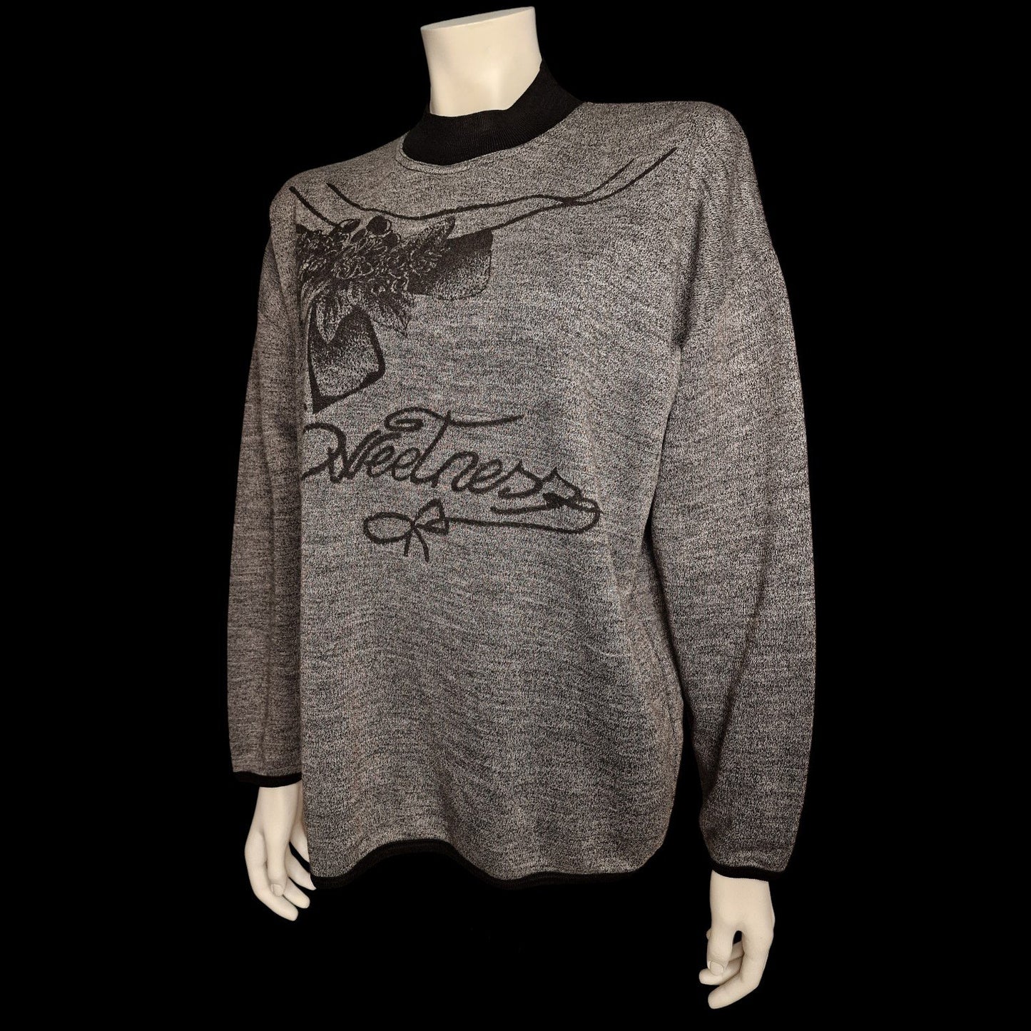 Vintage Oversized Pullover Sweatshirt – „Sweetness“ Design mit Floral-Print 90er M