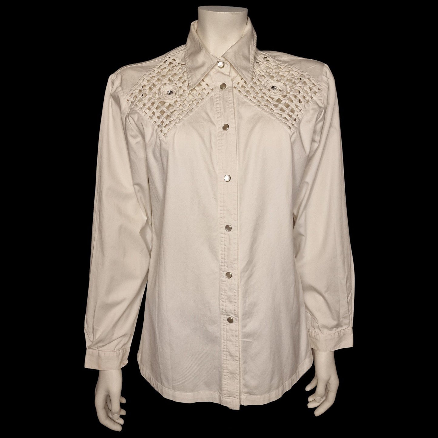 🌿 80er True Vintage Leinen-Longshirt mit romantischer Lochstickerei M 🌿