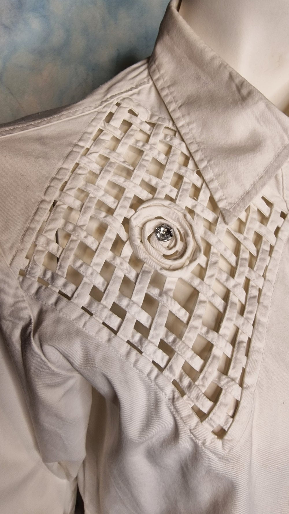 🌿 80er True Vintage Leinen-Longshirt mit romantischer Lochstickerei M 🌿