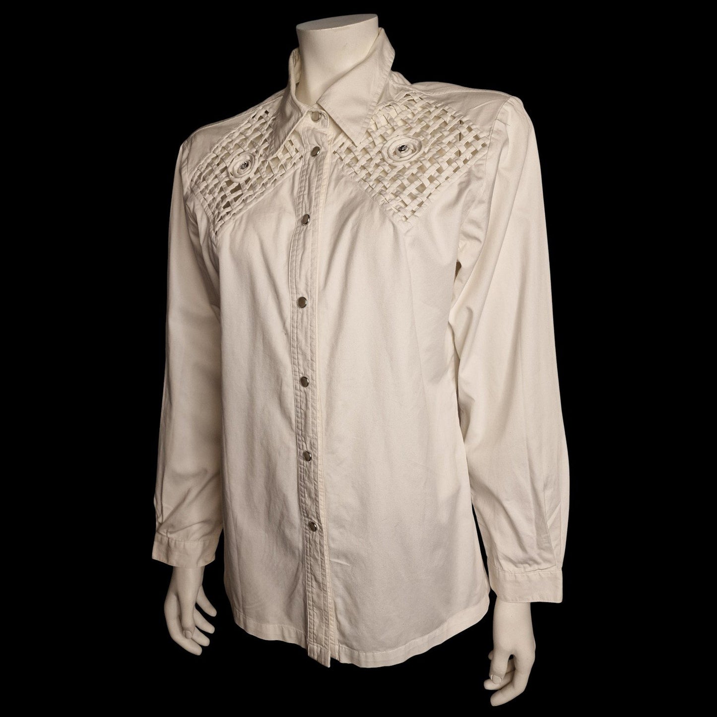 🌿 80er True Vintage Leinen-Longshirt mit romantischer Lochstickerei M 🌿