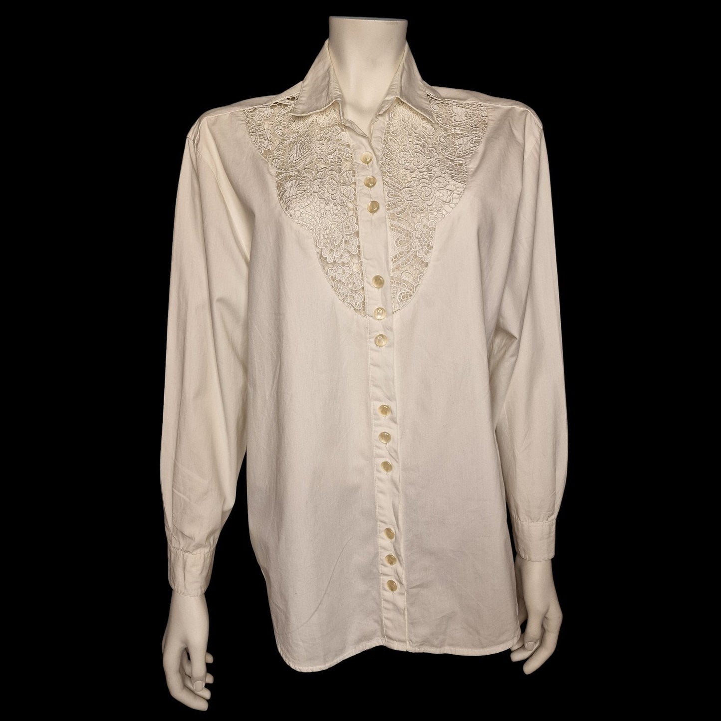 ✨ Vintage-Schatz von Andrea Mare Nostalgische Bluse mit Spitze weiß M ✨