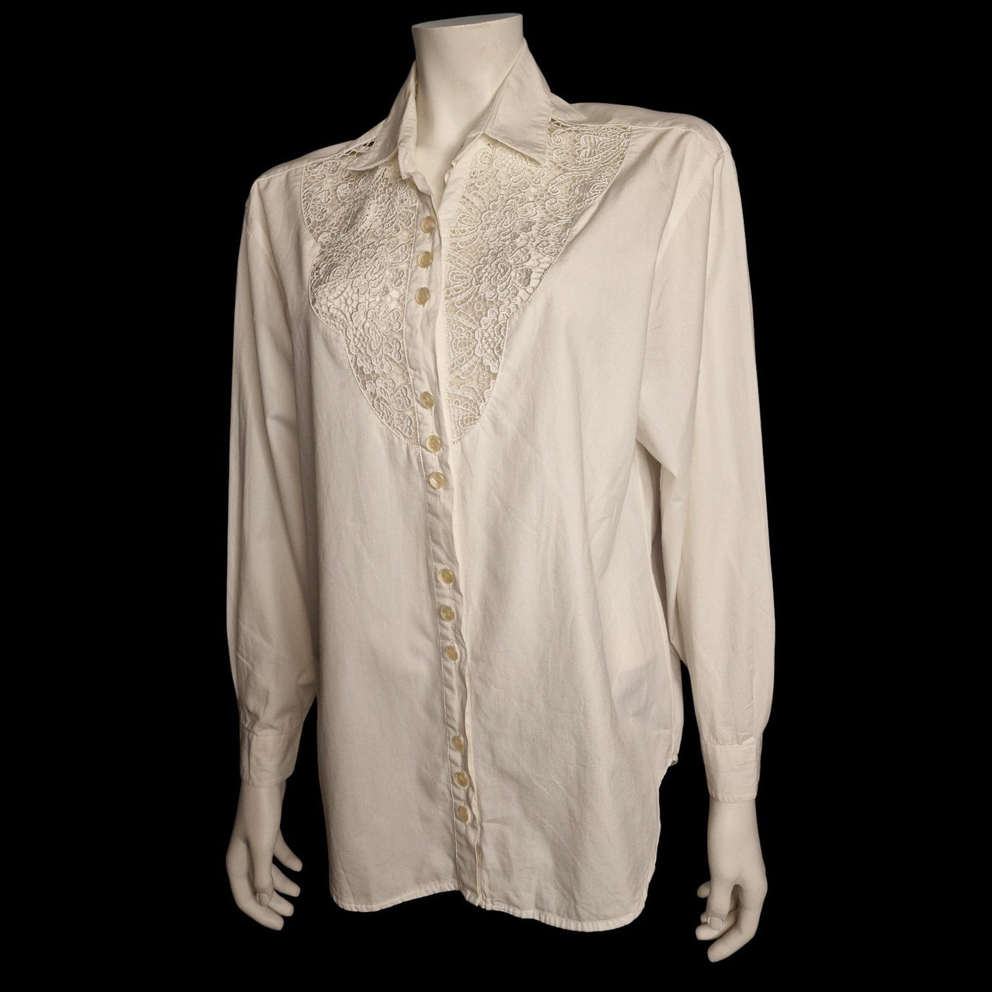 ✨ Vintage-Schatz von Andrea Mare Nostalgische Bluse mit Spitze weiß M ✨