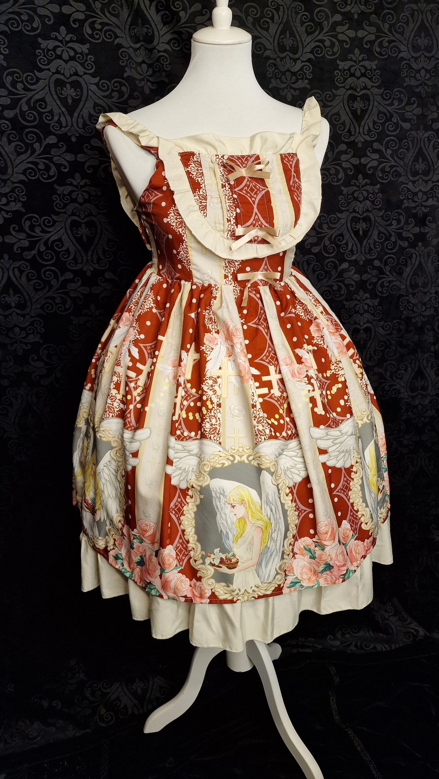 Sweet Lolita JSK – „Himmlischer Engel & Rosen“-Print Gr. S