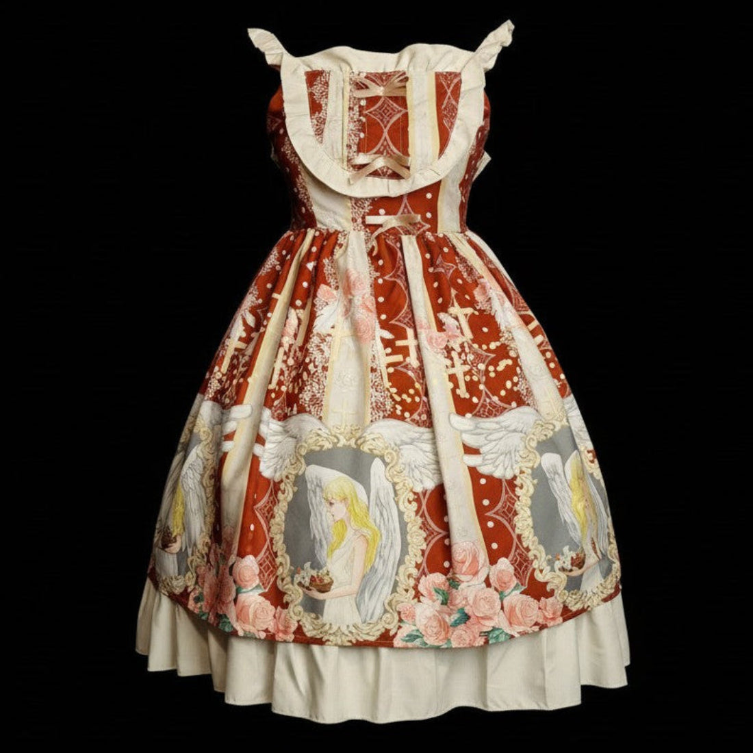 Sweet Lolita JSK – „Himmlischer Engel & Rosen“-Print Gr. S