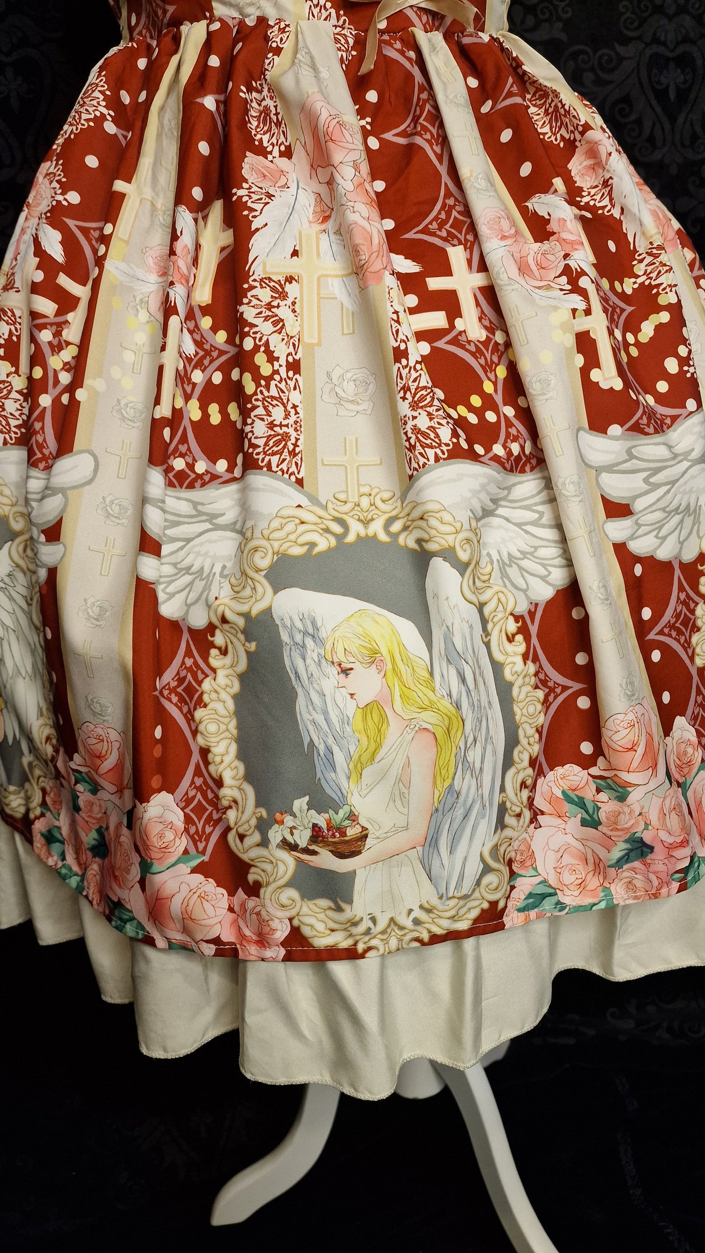 Sweet Lolita JSK – „Himmlischer Engel & Rosen“-Print Gr. S
