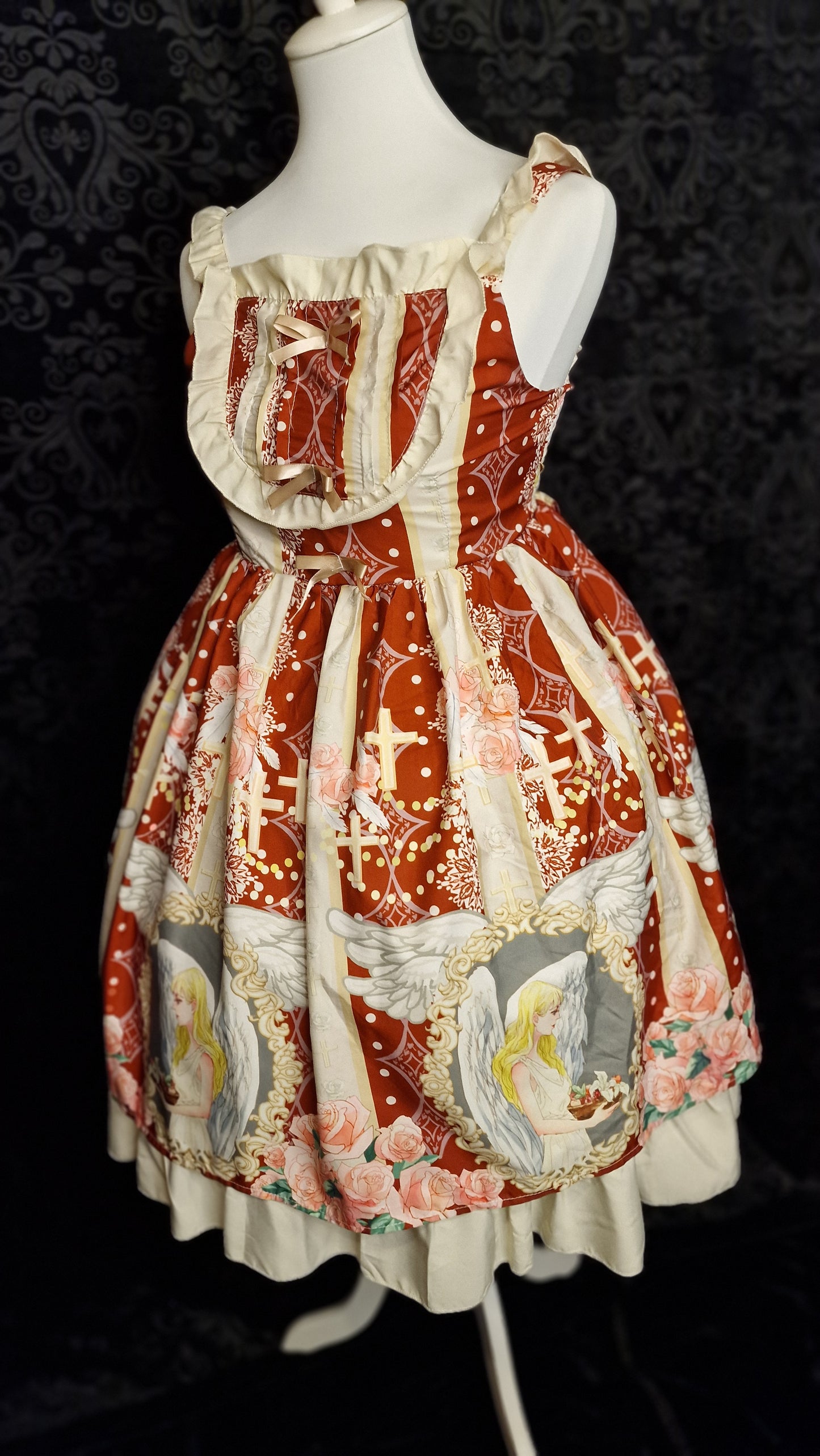 Sweet Lolita JSK – „Himmlischer Engel & Rosen“-Print Gr. S