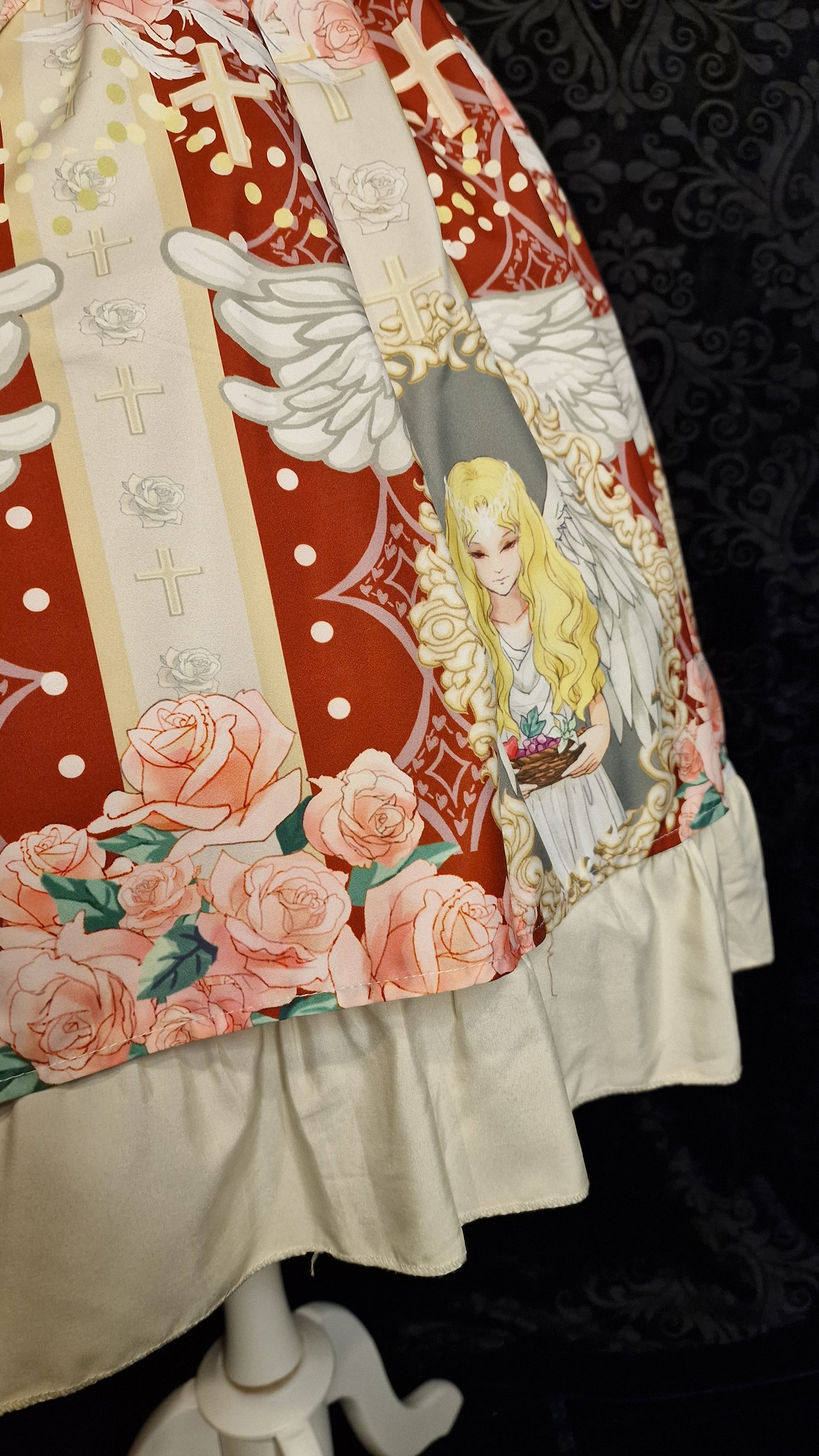 Sweet Lolita JSK – „Himmlischer Engel & Rosen“-Print Gr. S