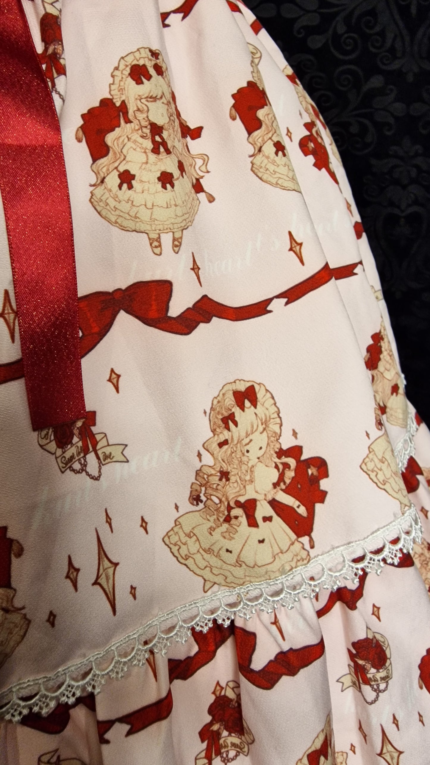 Kawaii Sweet Lolita Stufen-JSK – „Bärchen & Schleifen“-Print Gr. L
