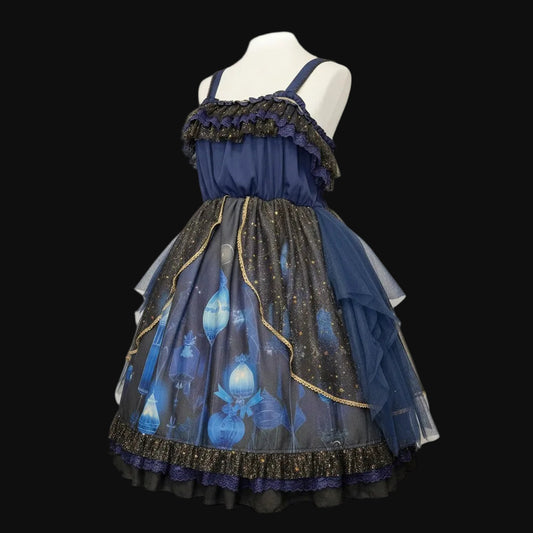 Dark romantic Lolita Kleid - Nine Odes – Star and Moon Floating Lamp JSK