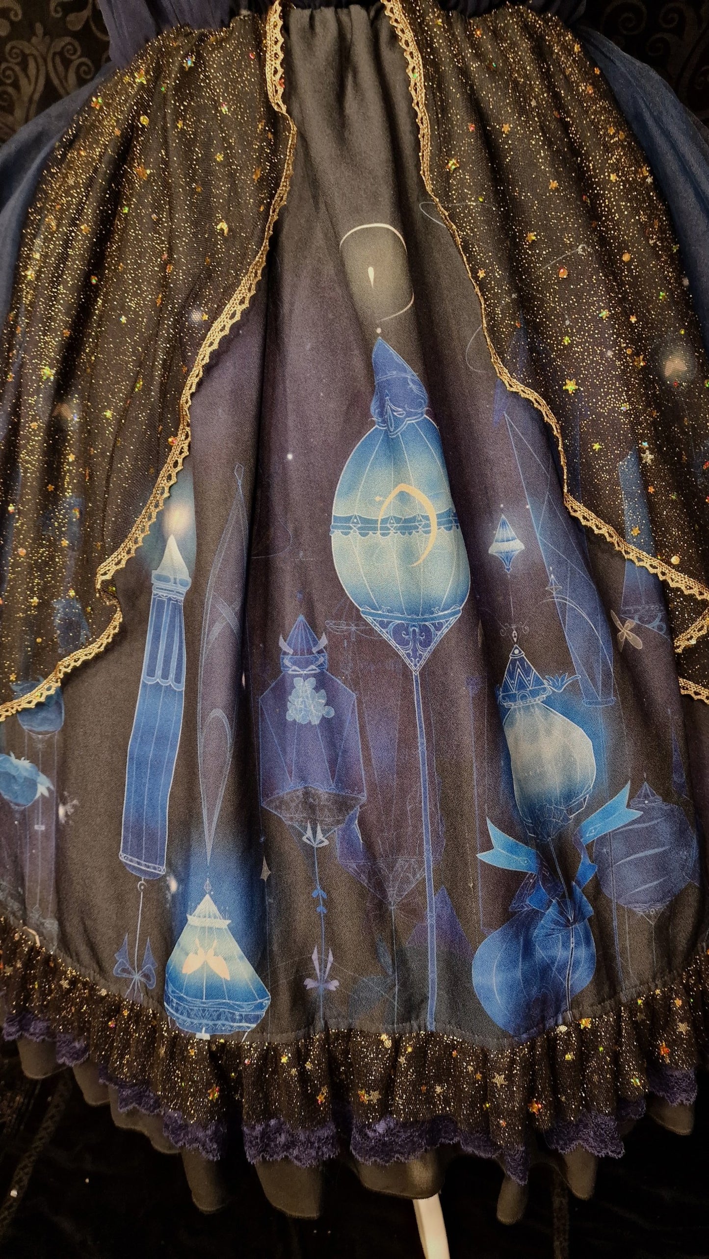 Dark romantic Lolita Kleid - Nine Odes – Star and Moon Floating Lamp JSK