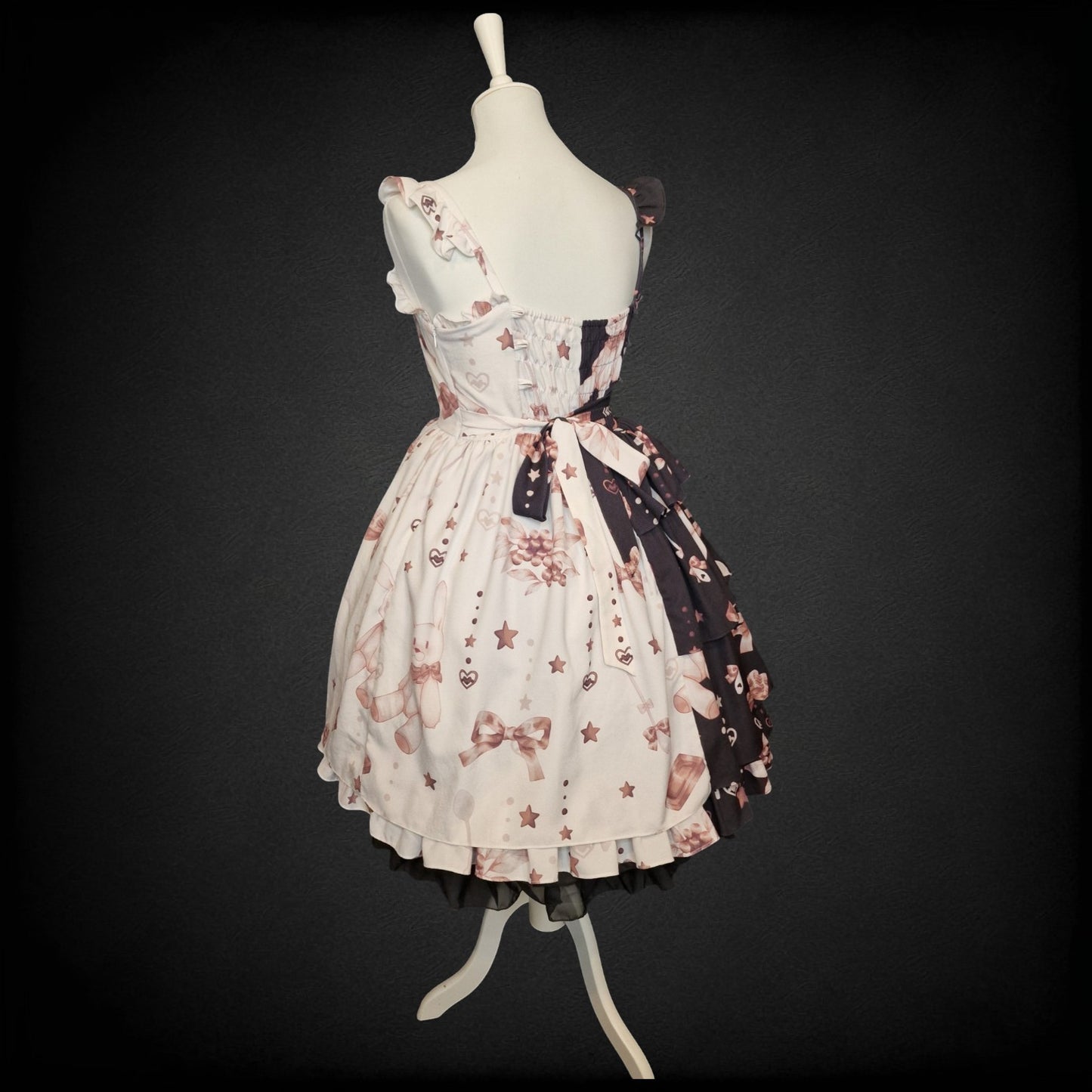 „Chocolate Rabbit Split“ – Sweet Lolita JSK – Schwarz & Creme S / M