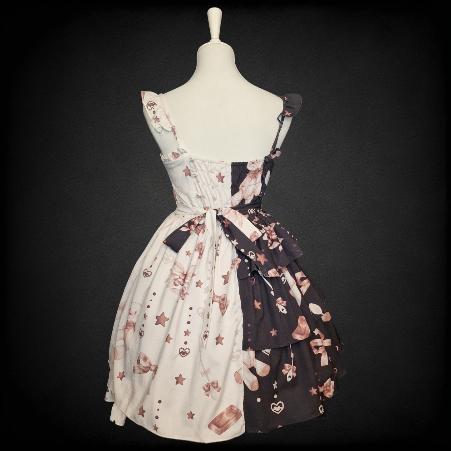 „Chocolate Rabbit Split“ – Sweet Lolita JSK – Schwarz & Creme S / M