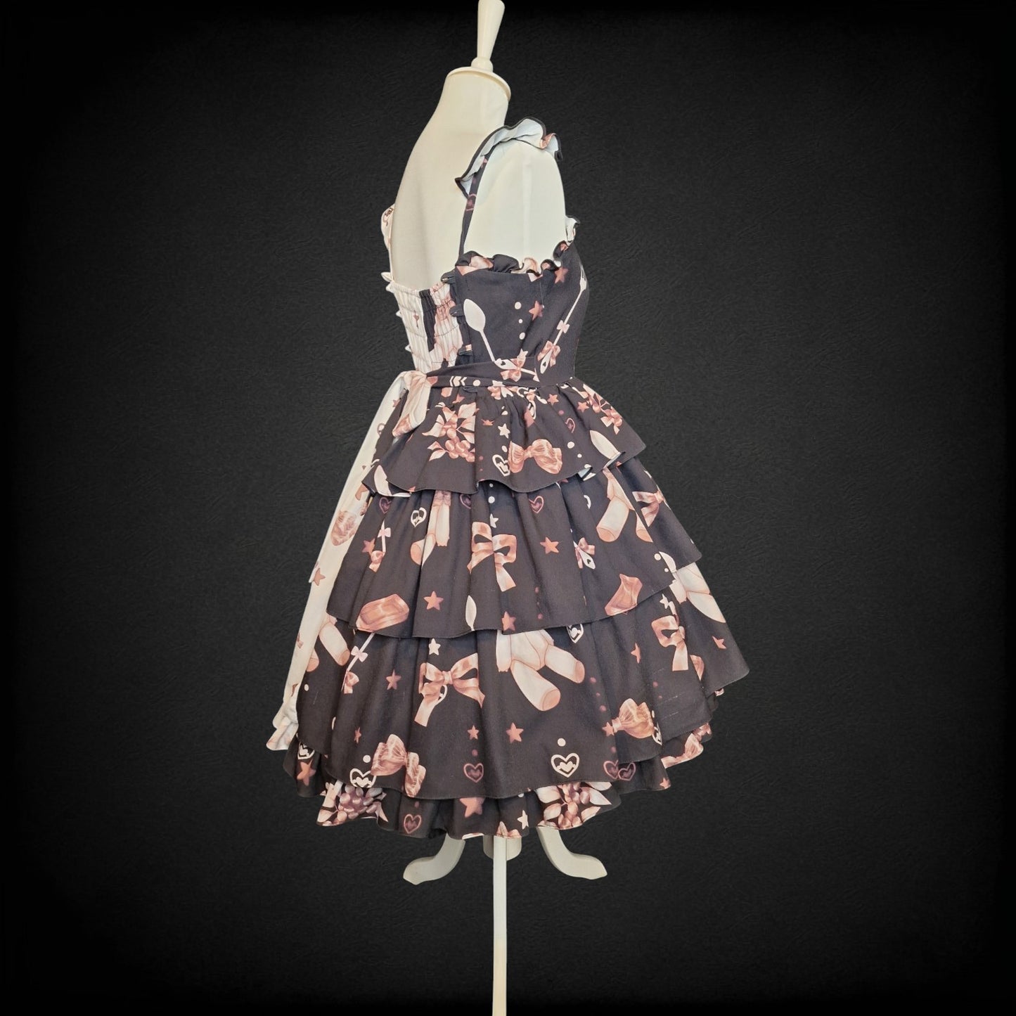 „Chocolate Rabbit Split“ – Sweet Lolita JSK – Schwarz & Creme S / M