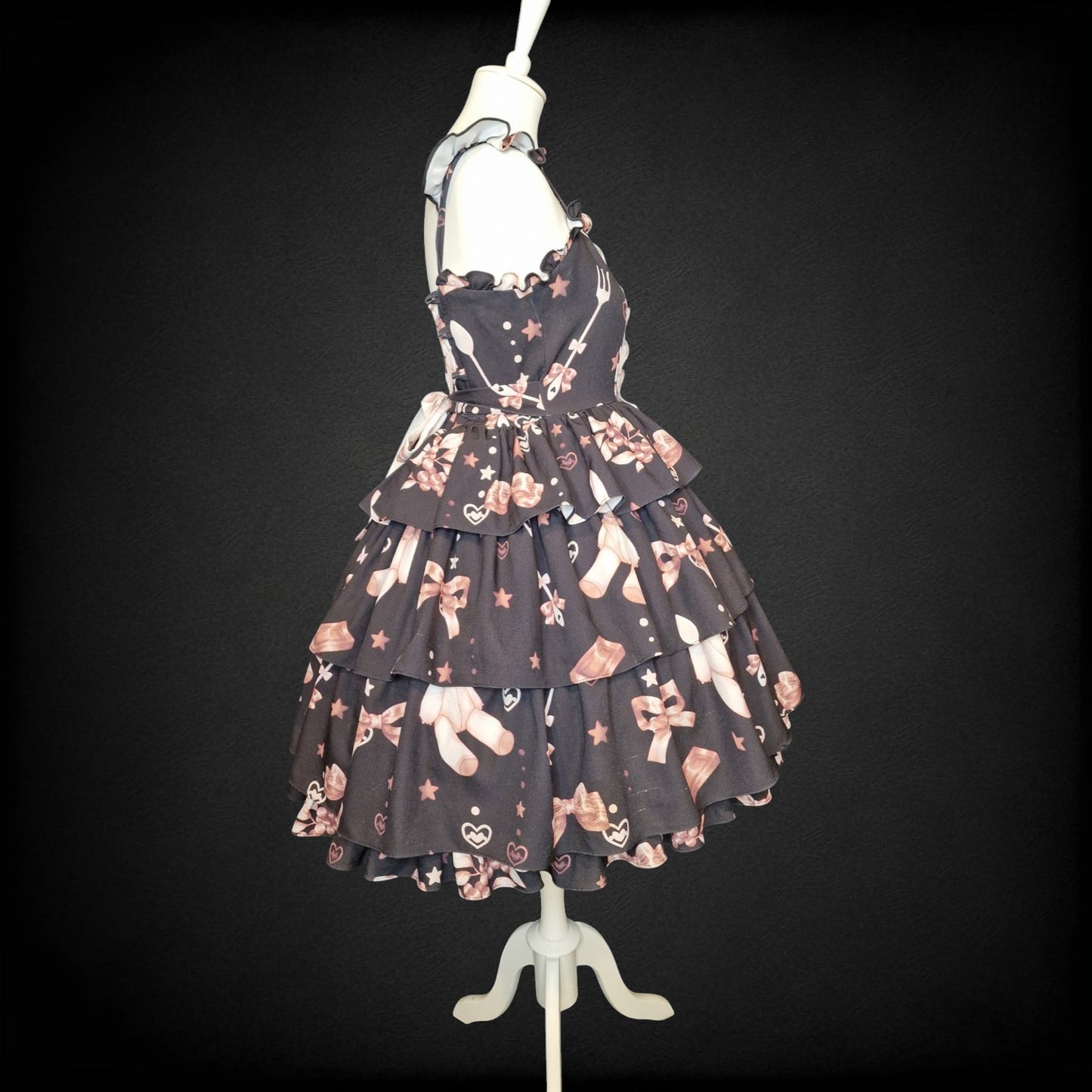 „Chocolate Rabbit Split“ – Sweet Lolita JSK – Schwarz & Creme S / M
