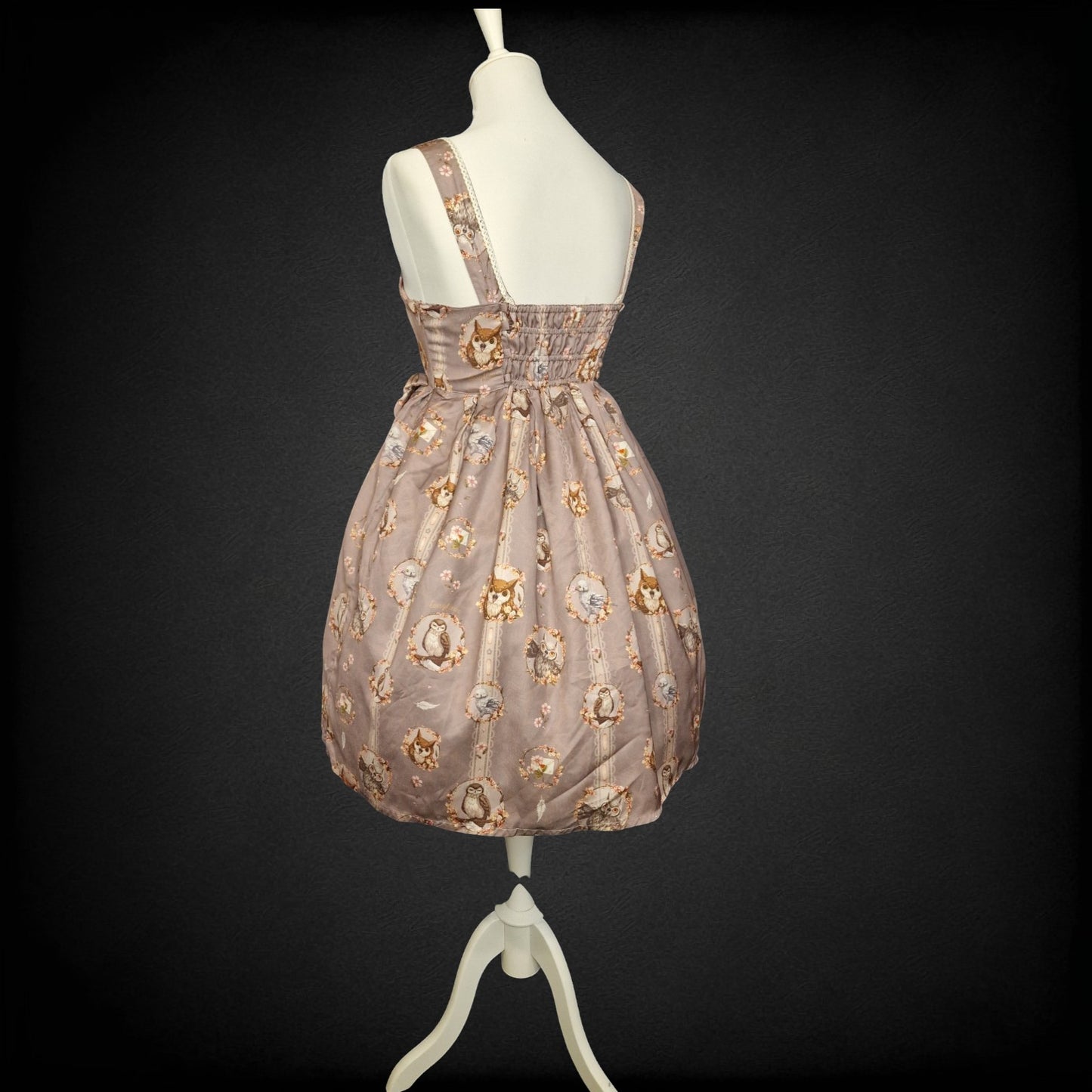 Süßes Eulen Kleid – Klassisches Lolita Jumper Skirt (JSK) " Berry Fleur" XS