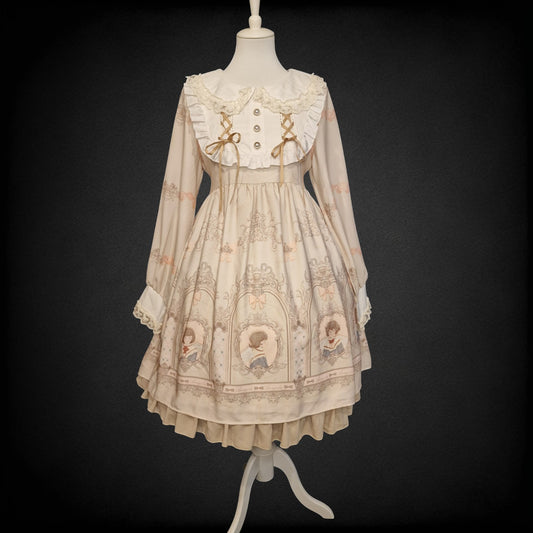 Lolita Kleid OP im viktorianischem Stil Angela Print Creme M