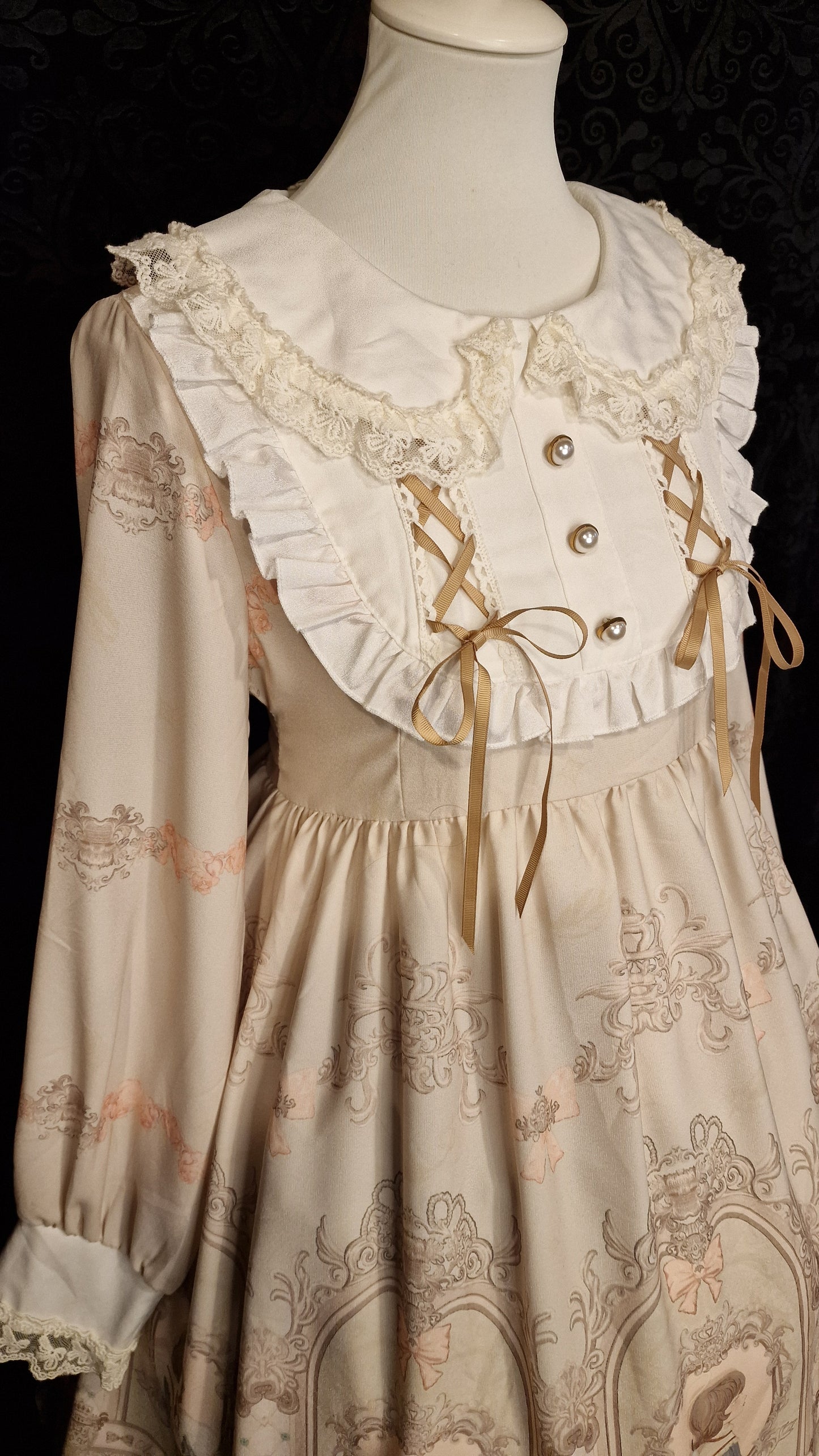Lolita Kleid OP im viktorianischem Stil Angela Print Creme M/L