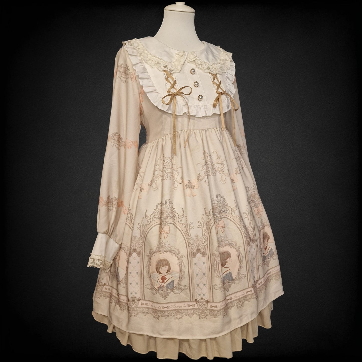 Lolita Kleid OP im viktorianischem Stil Angela Print Creme M/L