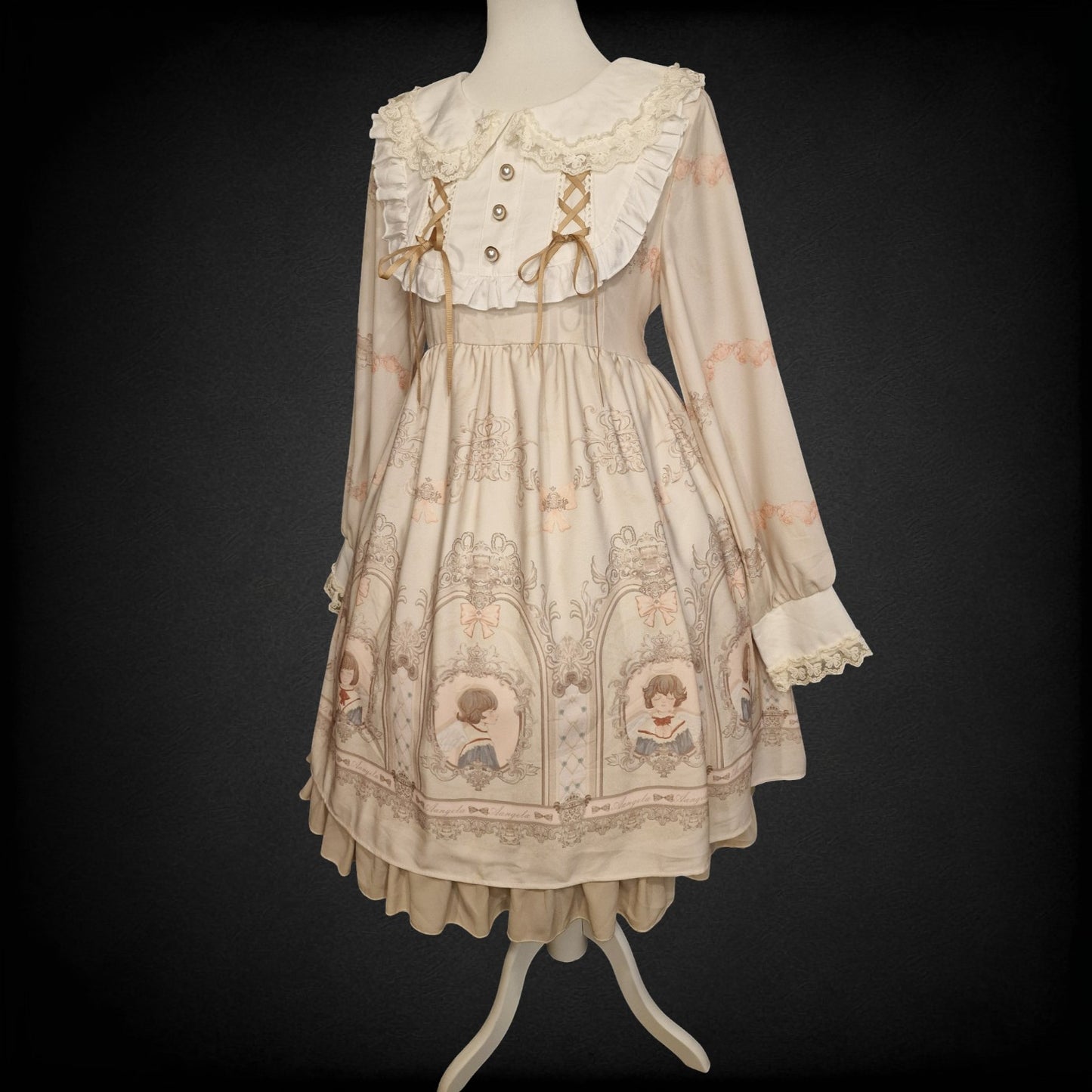 Lolita Kleid OP im viktorianischem Stil Angela Print Creme M/L
