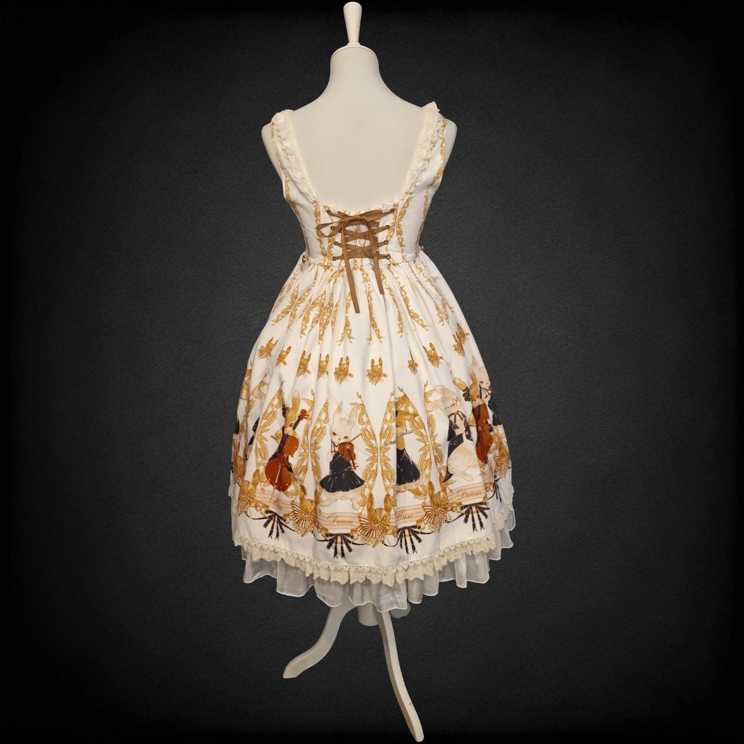Sweet Lolita JSK Dream & Doll Music Print „Golden Gallery“ Häschen-Orchester