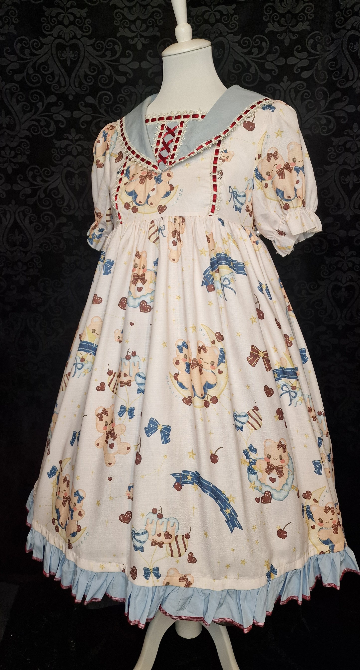 Kawaii Sweet Lolita Kleid von Candy Dream – „Nautical Bear & Cherry“ OP
