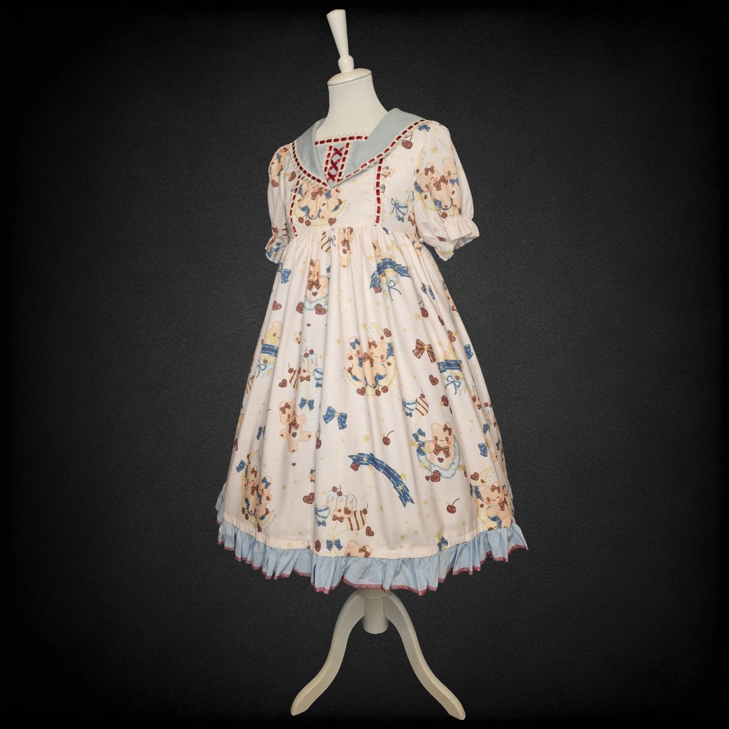 Kawaii Sweet Lolita Kleid von Candy Dream – „Nautical Bear & Cherry“ OP