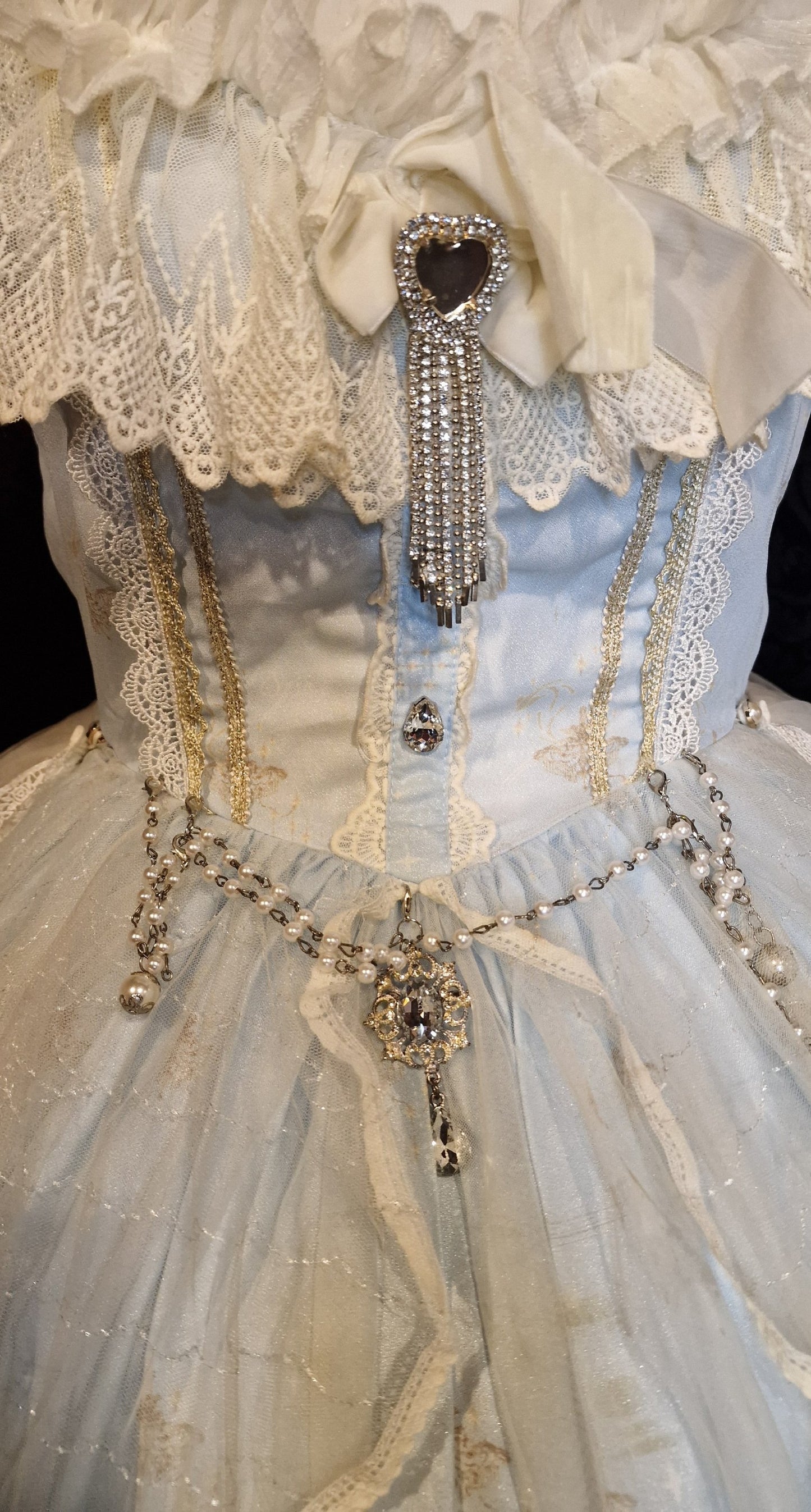 Classic Lolita Kleid JPK mit abnehmbarer Schleppe barock Schwan-Print M