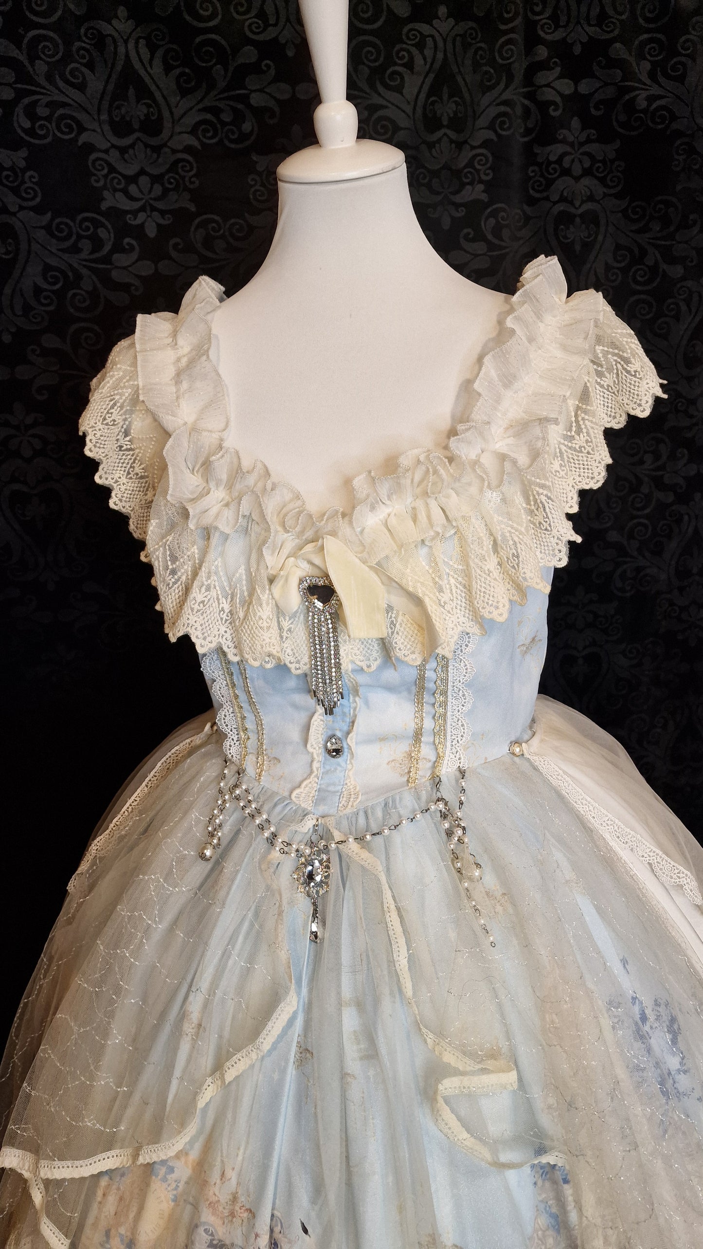 Classic Lolita Kleid JPK mit abnehmbarer Schleppe barock Schwan-Print M