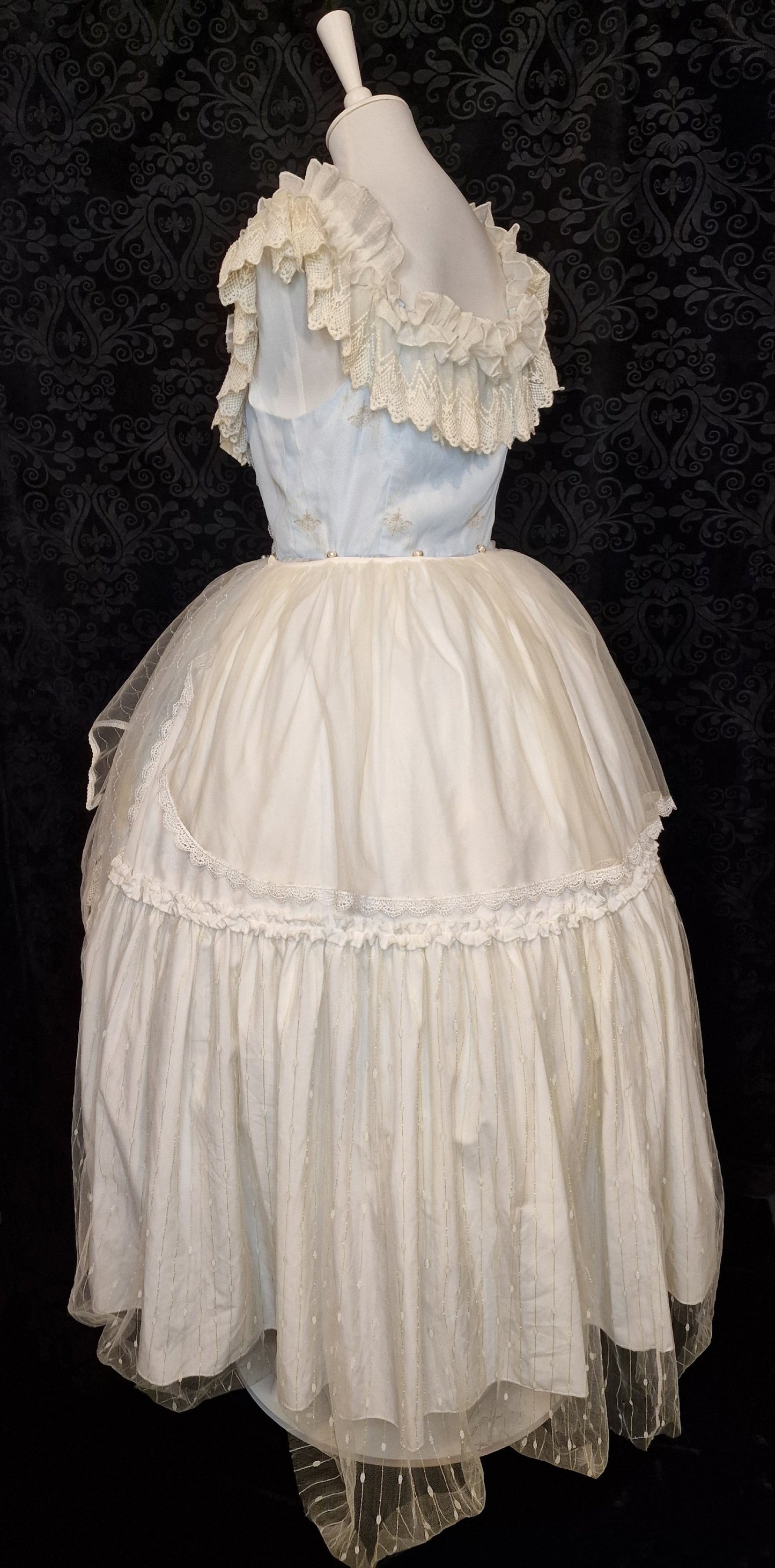 Classic Lolita Kleid JPK mit abnehmbarer Schleppe barock Schwan-Print M