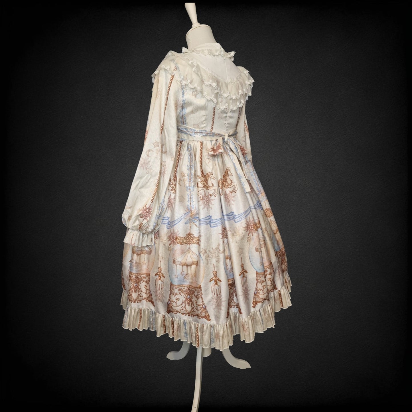 Classic Lolita Kleid OP  Karusell-Print mit Spitzenkragen und Satinschleife
