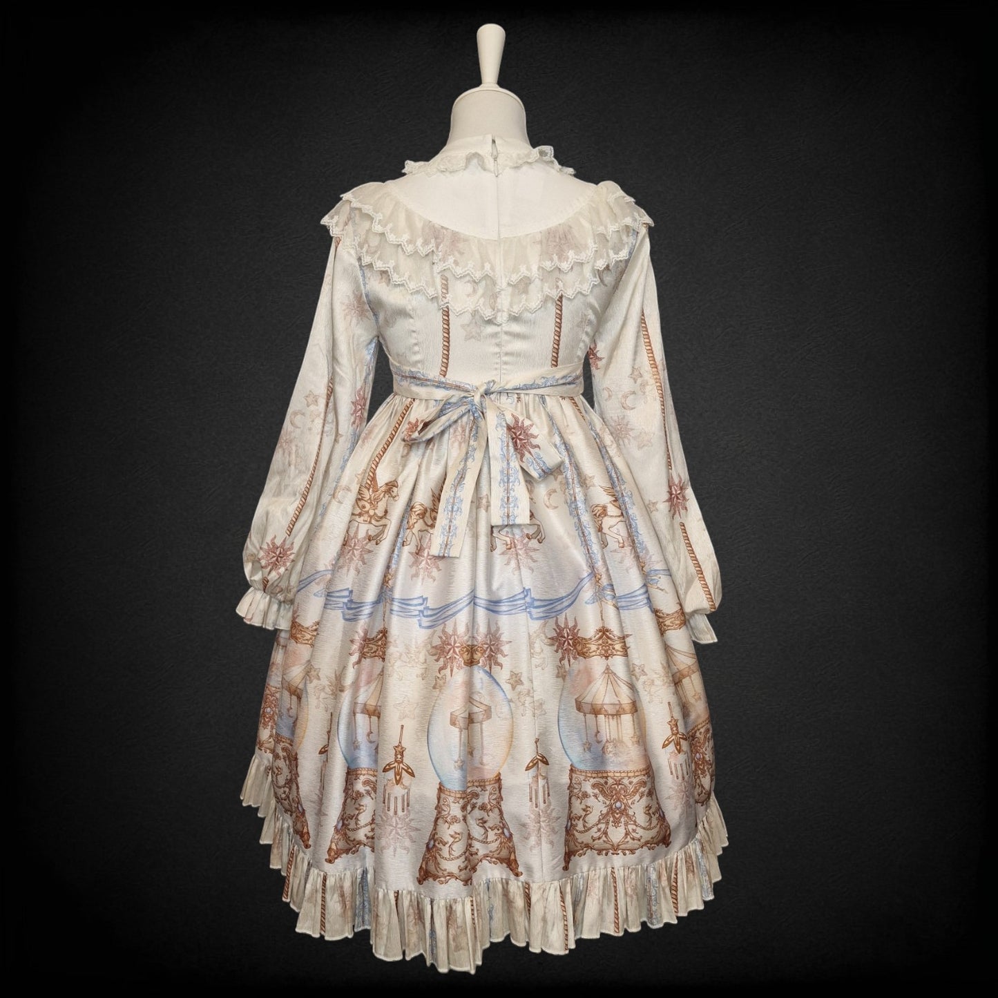 Classic Lolita Kleid OP  Karusell-Print mit Spitzenkragen und Satinschleife