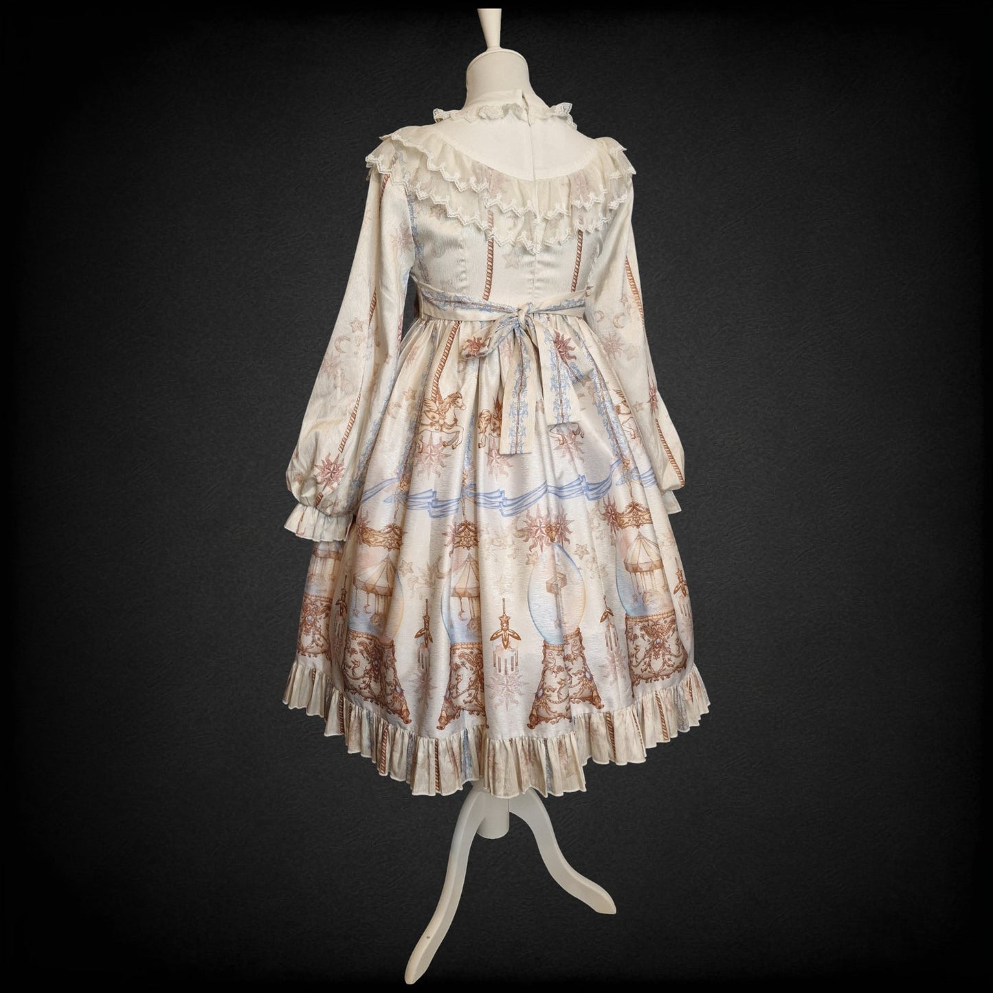 Classic Lolita Kleid OP  Karusell-Print mit Spitzenkragen und Satinschleife