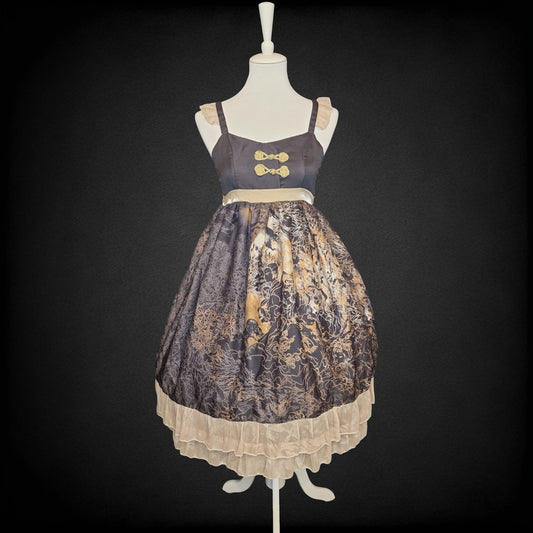 Don't Sleep „Moon Palace“ Qi- Classic Lolita Kleid JSK – Schwarz/Gold – Gr S
