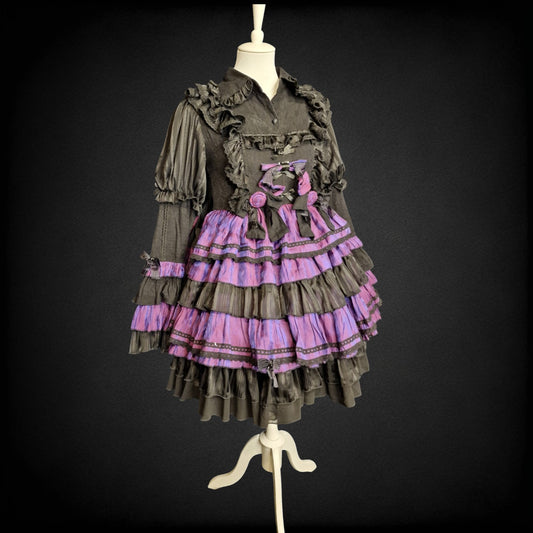 Gothic Lolita „Midnight Violet“ mit Rüschenrock in schwarz-violett XS