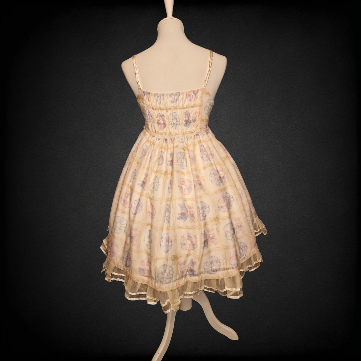 Choker Rabbit Kleid Lolita JSK – Cream Bunny Print S Kawaii