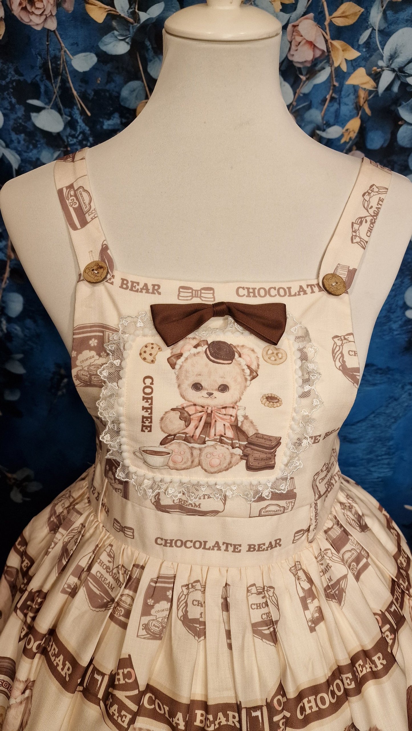 Chocolate Bear Sweet Lolita JSK in creme-braun Kawaii Bären Gr. S