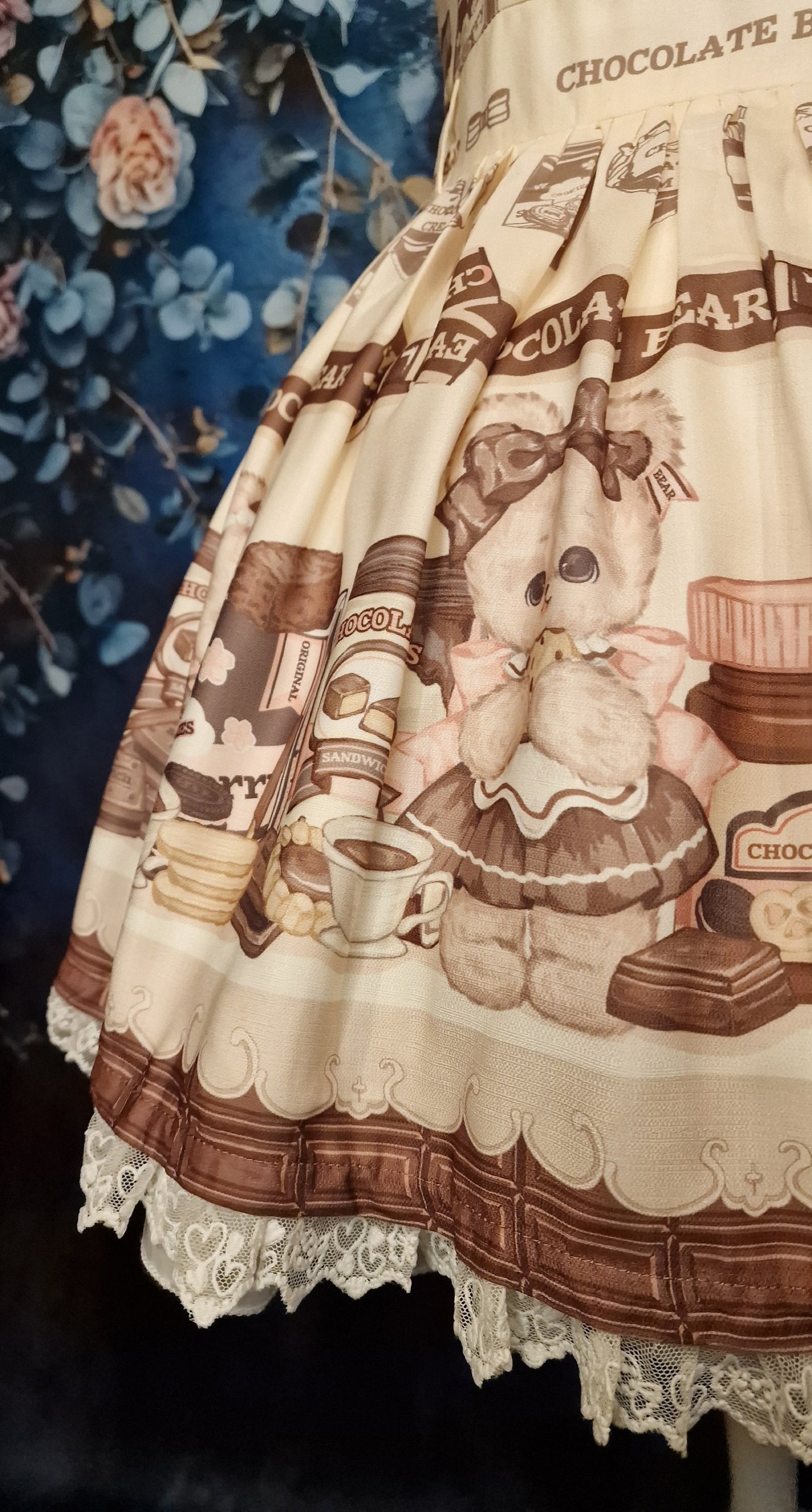 Chocolate Bear Sweet Lolita JSK in creme-braun Kawaii Bären Gr. S