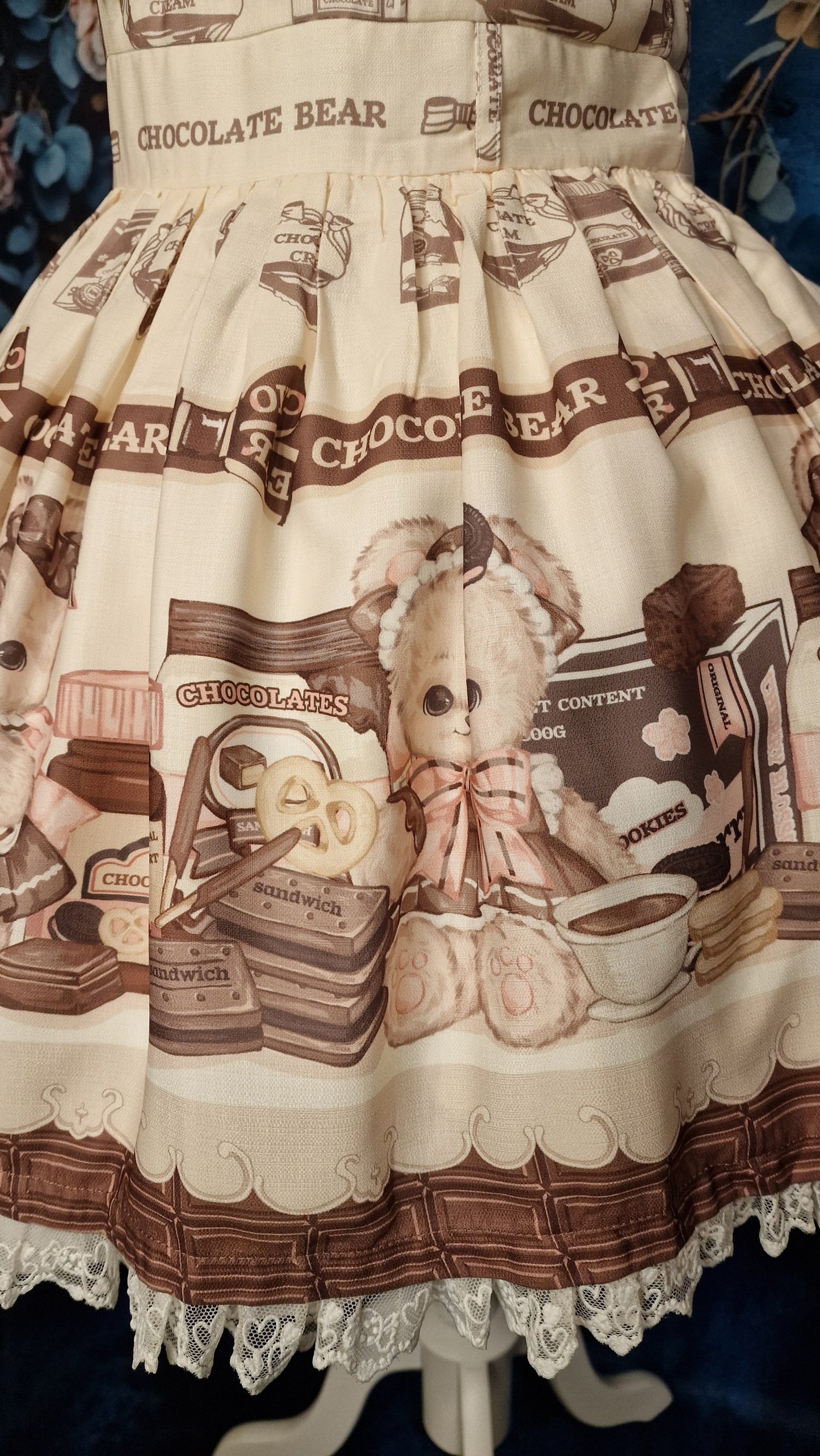 Chocolate Bear Sweet Lolita JSK in creme-braun Kawaii Bären Gr. S